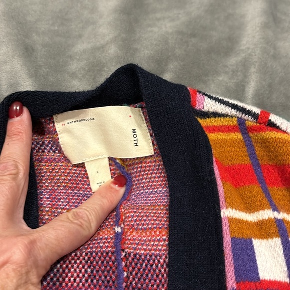 Anthropologie Moth Williston Plaid Long Cardigan Size Large - Picture 9 of 10